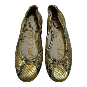Sam Edelman Felicia Snakeskin Print Round Toe Leather Ballet Flat